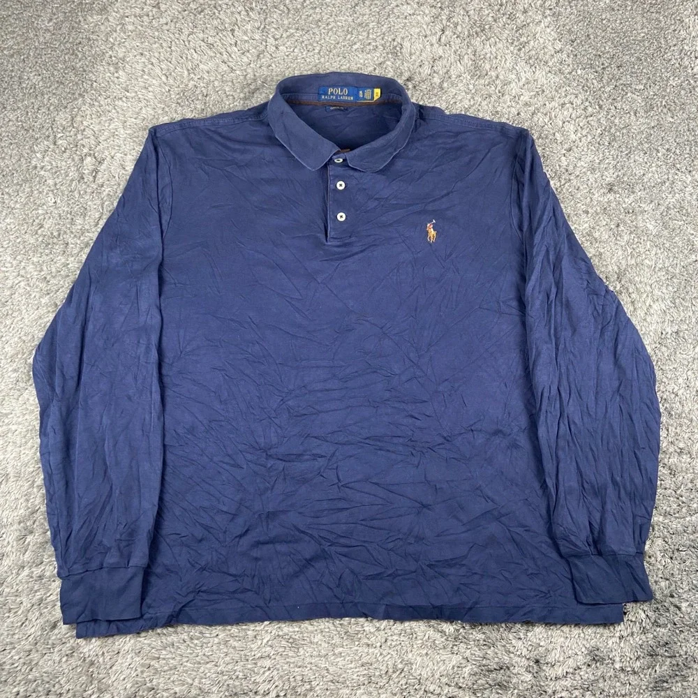 Polo Ralph Lauren Polo Shirt Mens‎ XL Blue Classic Fit Long Sleeve Pony Logo
